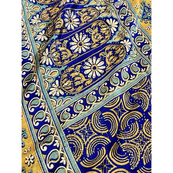 Indian Silk Bollywood Saree in Green, Blue, and Gold Color - Picture 1 of 8